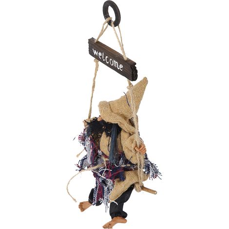 Sorcière volante suspendue réaliste avec balai, décoration de porte pour Halloween (Jaune) (1/5)