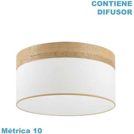 Cloe m10 abat-jour suspendu blanc/bois-blanc 50dx50dx22h diffuseur inclus