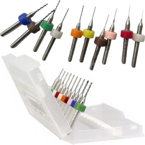 Jeu de mini-forets Widia pour circuits imprimés CMS CNC 0,3-1,2 mm (1/5)