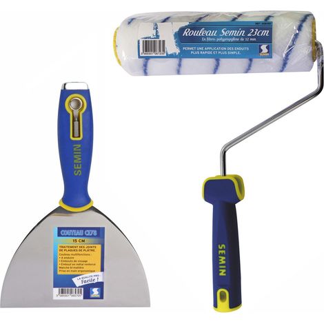Couteau à enduire multifonctions CE 78 Semin - 15 cm et un rouleau pour application d'enduit ou de peinture Semin - 23 cm (1/5)