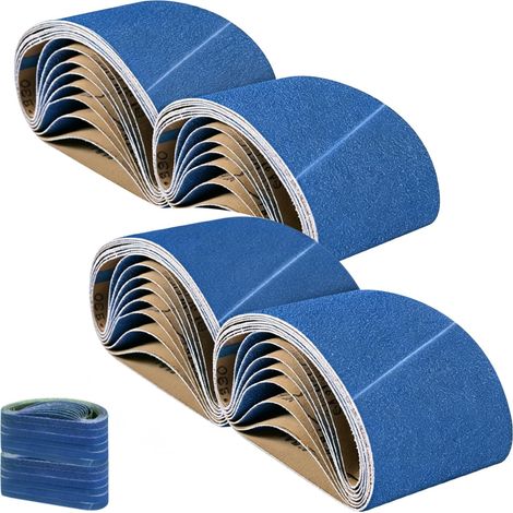 Lot de 12 bandes abrasives en corindon de zircon de 75 x 533 mm, 3 x grain 40/60/80/120 pour ponceuse à bande, bandes abrasives, pour poncer, limer, affûter et dérouiller (1/5)