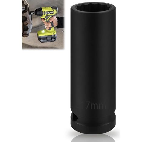 Visseuse à percussion à plusieurs dents de 17 mm - 12 pans - 12,5 mm (1/2") - CR-MO pour un retrait facile des écrous d'essieu (17mm) (1/5)