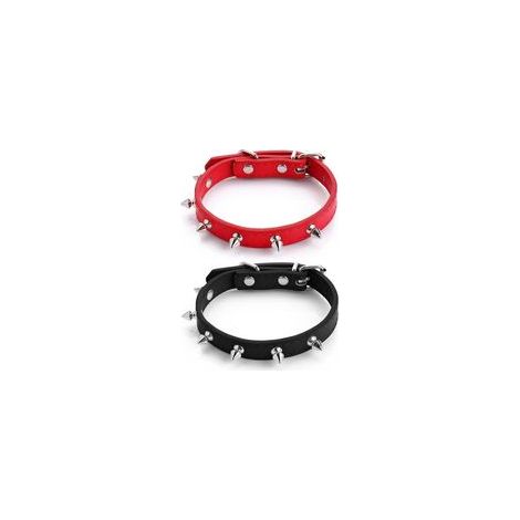 Collier à Pointes pour Chat et Chien, 2 pièces en Cuir PU Souple, Collier réglable à Rivets pour Chiot, Collier clouté avec Pointes pour garçon, Fille, Chat, Chiot, Taille S (1/5)