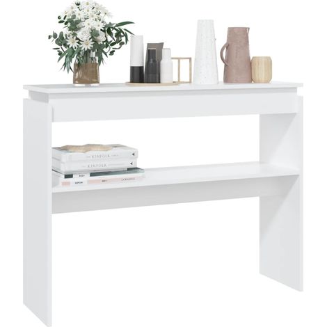 Maison Chic – Table console blanche 102x30x80 cm – Aggloméré durable et facile à nettoyer – Pour entrée, couloir ou bureau – Design compact (1/5)