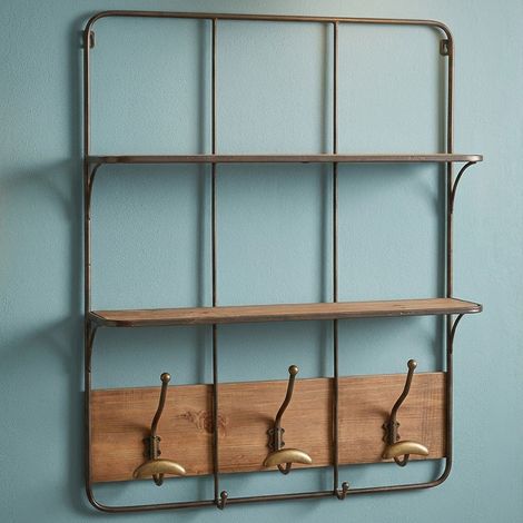 Étagère murale 3 patères 60x13x84cm (1/5)