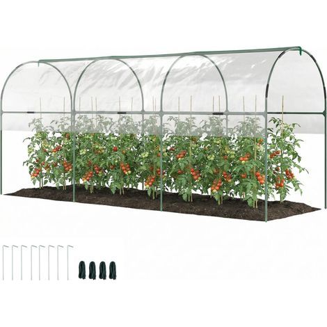Serre de jardin serre à tomates 4 arceaux en acier bâche en PVC 4 x 1,2 x 1,7 m vert (1/5)
