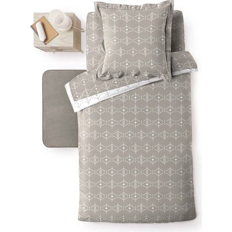 Housse de couette 140 x 200 cm Aris geometrix naturel (1/3)