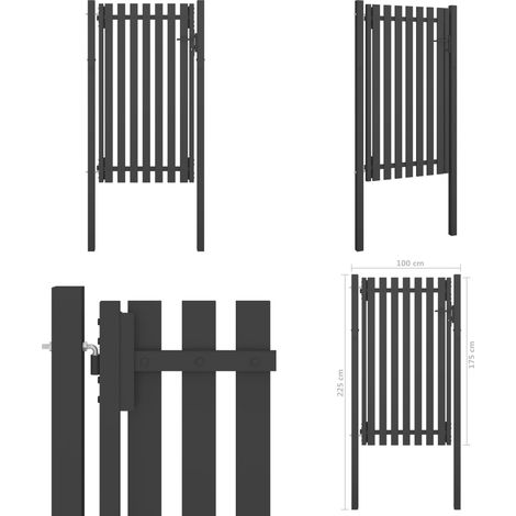Gartentor Stahl 1x2,25 m Anthrazit - Gartentor - Stahltür - Metalltor - Zaunteil - Einfahrtstor - Home & Living (1/4)