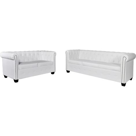 Canapé/Banquette Chesterfield à 2 places et à 3 places blanc MJU4568 (1/5)