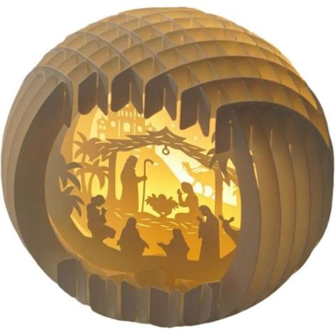 Illuminez La Crèche De Nol en Papier Découpé avec des, XU,Lumières LED Ornement Table Décorations Nol Ornement Table - KZQ (1/4)