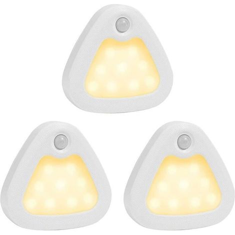 Lot de 3 Lampes à Détecteur de Mouvement LED, Alimentées par Piles, Lumière Chaude pour Armoires. (1/4)