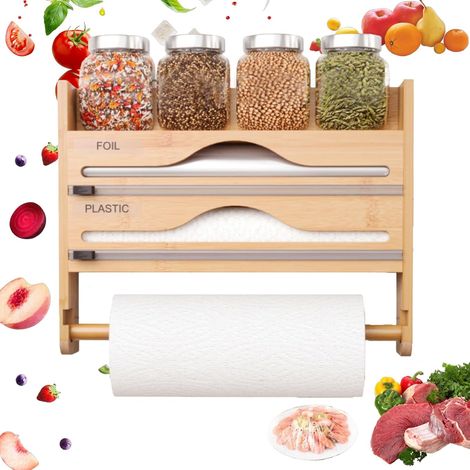 Distributeur Film Alimentaire et Aluminium Mural en Bambou (1/5)