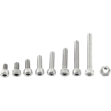 M2.5 A2 Edelstahl-Innensechskantschrauben mit Sechskantmuttern, Sortiment an Befestigungselementen (Zylinderkopf)