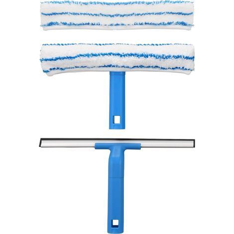 Raclette à vitre Professionnelle(30cm), Lave-vitre avec Raclette Silicone et Brosse Microfibre, Kit de Nettoyage de Vitres pour Salle de Bain, Douche, Voiture, Fenêtres (1/5)