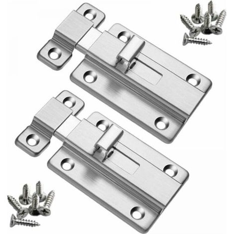 2 Pack Stainless Steel Door Lock with Screw Bolt for Interior Doors, Bathroom, Bedroom, 2" (1/4)