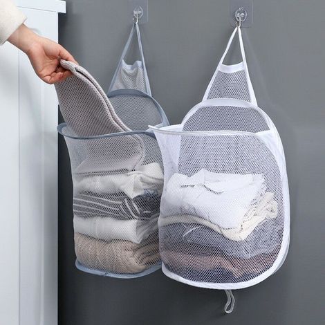 Corbeille à Linge- 2pcs Panier à Linge 30x18x40cm, Pliable + fixation murale