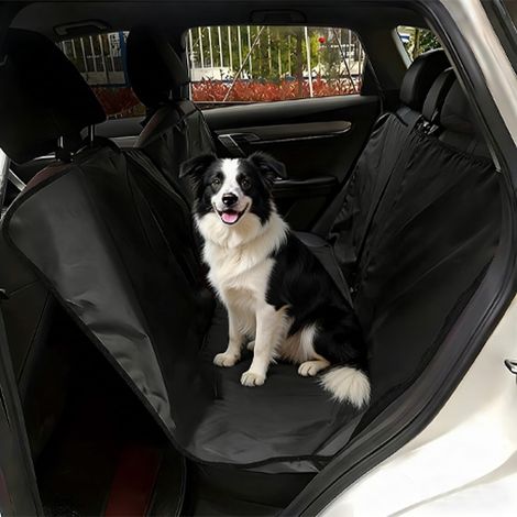 Protection Voiture Chien, Housses de Siège de Voiture Couverture Chien Voiture 147x137cm Universelle Oxford Tissu Étanche Antitache, Protection Siège Arrière pour Chiens pour Autos SUV, Noir (1/5)
