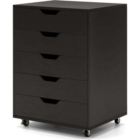 Caisson de rangement 5 tiroirs avec roulettes verrouillables, grand plateau, pour bureau maison ou chambre (1/5)