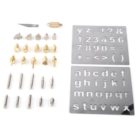 1 Kit de pochoirs pour pyrogravure avec lettres, chiffres et symboles pour bois (1/5)