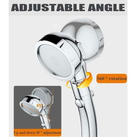 Douchette À Main - 3 Modes De Jet - Rotation 360° - Raccord Universel - Économie D'eau - Pression Renforcée - 1 Pièce (1/4)