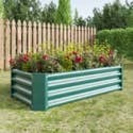 Potager surélevé en métal, fabriqué en tôle d'acier robuste, stable et résistant à la rouille. Kit sans fond, idéal pour les légumes, les herbes aromatiques et les fleurs. Anthra (1/5)