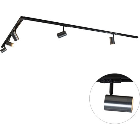 Modern Track Lighting System with 5 Gunmetal Spotlights 1-Phase - Iconic Jeana