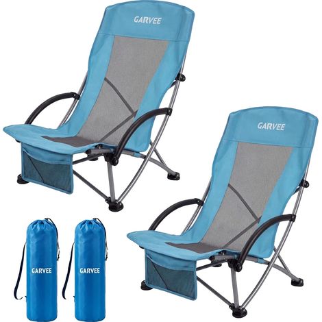 Chaise de Plage, Légère, Haute Résistance, Bleu 2pcs (1/2)