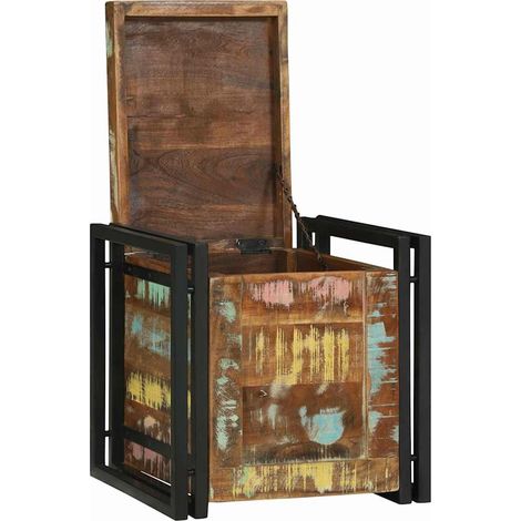 Boîte de rangement 40 x 40 x 40 cm Bois d'Acacia Massif (1/5)