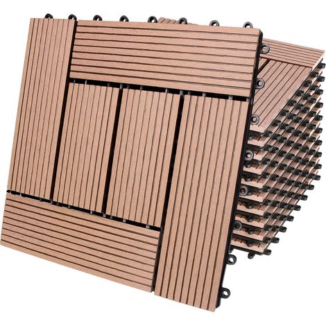 WPC Fliesen 1m²-6m² Terrassenfliesen Set Holzfliesen 30x30cm Balkon Pool Garten 11x Mosaik terrakotta (1/8)