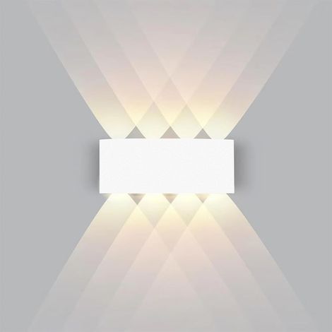 8W Weiße LED-Wandleuchte, Innen/Außen IP65 Warmweiß 3000K Moderne quadratische Up/Down Aluminium-Wandleuchte für Schlafzimmer, Wohnzimmer, Hotel [Energieklasse G] (1/5)
