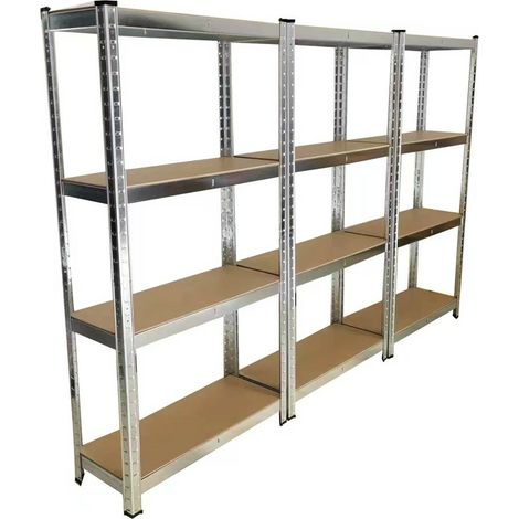 EURO VANADIUM - Estantería triple de carga pesada de metal, 2,10 m lineales, 12 estantes Madera 40 cm