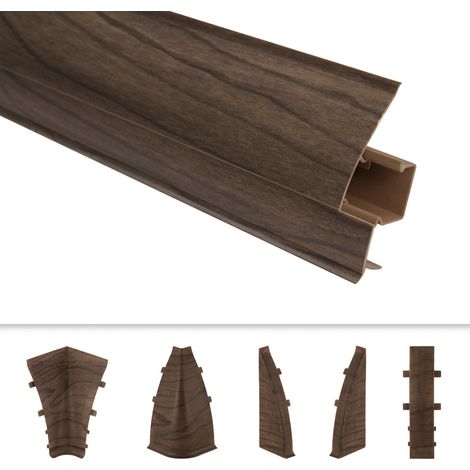 PVC Sockelleisten Sparpakete Fußbodenleisten 23x65mm Modern Kabelkanal (Verbinder, 8605 Holzoptik Nussbaum hell) (1/3)