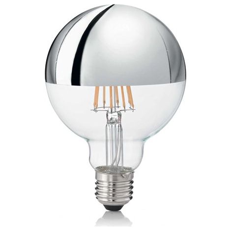 10 Lampadine Led Globo D95 E27 8 Watt 3000 K 520 Lm Trasparente Cromo (1/2)