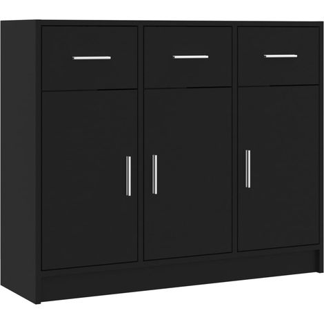 Maison Exclusive - Credenza Nera 91x28x75 cm in Legno Multistrato (1/5)