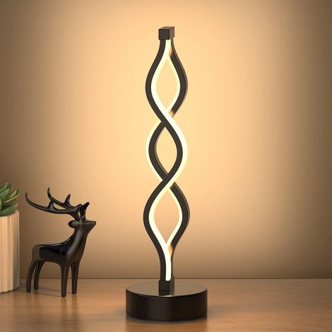 Lampe de table LED Infinity Spiral, lampe de chevet à intensité variable, 3 températures de couleur, 35 cm de hauteur, noire