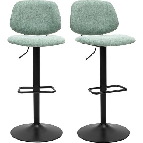 Barhocker im Design-Look mit Stoff in Samtoptik in Zeladongrün und schwarzes Metall BARNET (2er-Set)