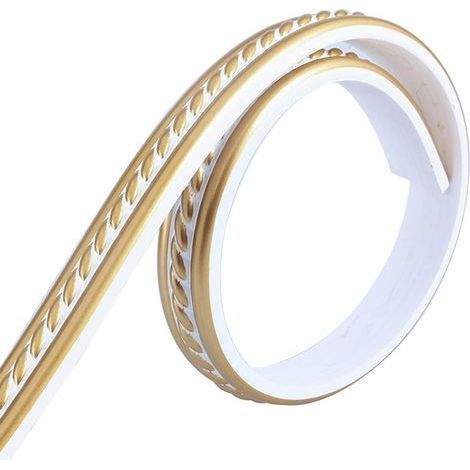 (5m x 2 cm, blanc + doré)Moulures murales flexibles autocollantes 5 m Design souple Pour armoire (1/5)