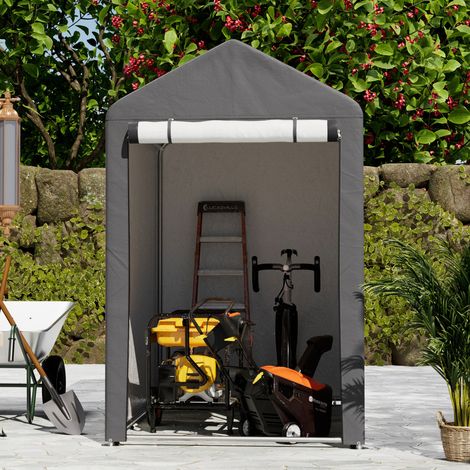 Dark Grey 6x6FT Galvanized Steel Tube Storage Shed (1/5)