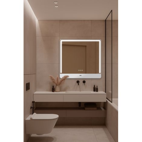 Espejo De Baño Colorbeat 80X75 Blanco Mate, APP, Antivaho y Bluetooth (1/5)
