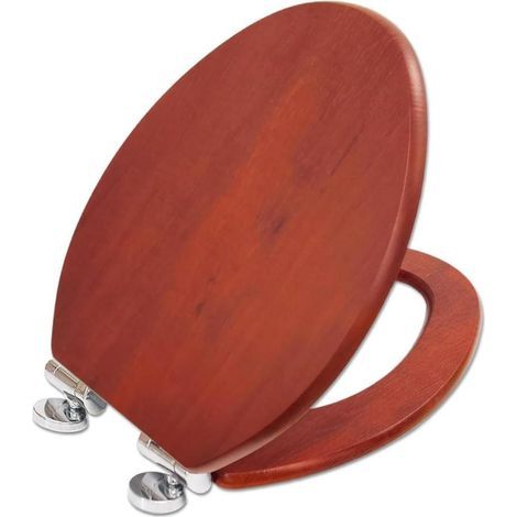 Homseat MDF Toilet Seat with Soft Close function, Warm Reddish-brown Wood Grain Finish (1/4)