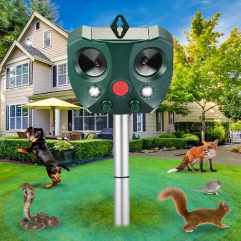 Katzenabwehrgerät für den Außenbereich, solarbetriebenes Haustierabwehrgerät, Ultraschall-Vogelabwehrgerät, Mäuseabwehrgerät, solarbetriebenes Ultraschallabwehrgerät, USB-Aufladung, für Gärten, Höfe, (1/5)