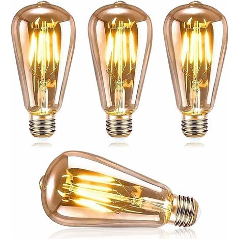 E27 LED Light Bulb, Edison LED Light Bulb ST64 4W Retro Edison Light Bulb Vintage Decorative Lamp Nostalgic Antique LED Light Bulbs Warm White, Ideal for Home, Restaurant, Bars, Cafe (1/5)