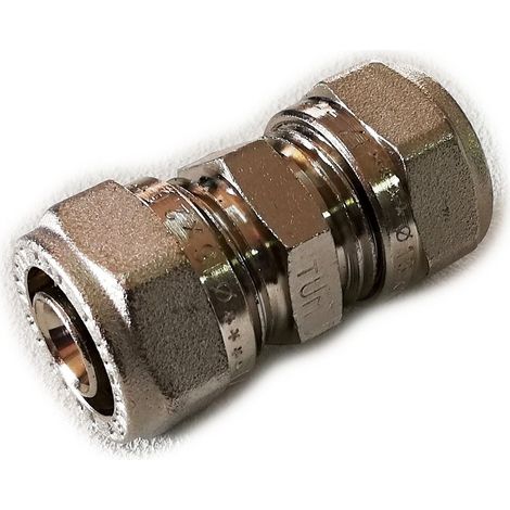 Raccordo 20x20mm diritto doppio manicotto a stringere per tubo multistrato (1/2)
