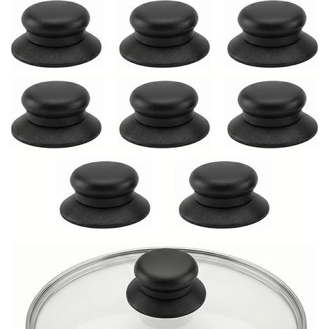 Saucepan Lid Handle Universal Kitchen Knobs Replacement Handles for Pot Pan and Kettle with Stainless Steel Screws Black (1/4)