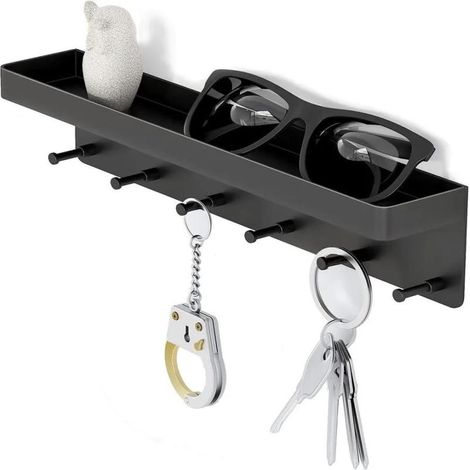 „Moderner, mattschwarzer Wandorganizer mit 6 Stahlhaken“ (1/5)