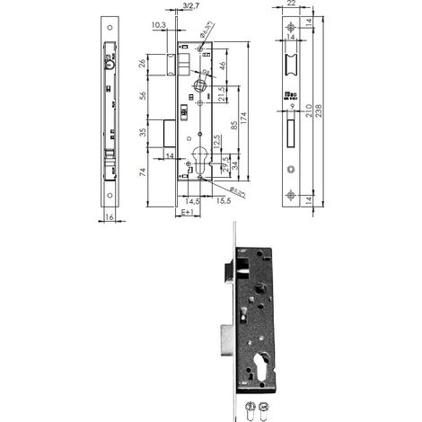 ISEO 741N303 SERRATURA INF. SCROCCO + CAT. MM.30
