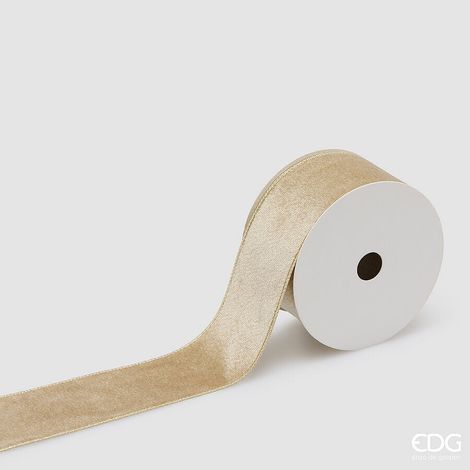 EDG Enzo De Gasperi Nastro in Velluto Sand 6,3 cm x 10 m – Decorazione di Natale (1/2)