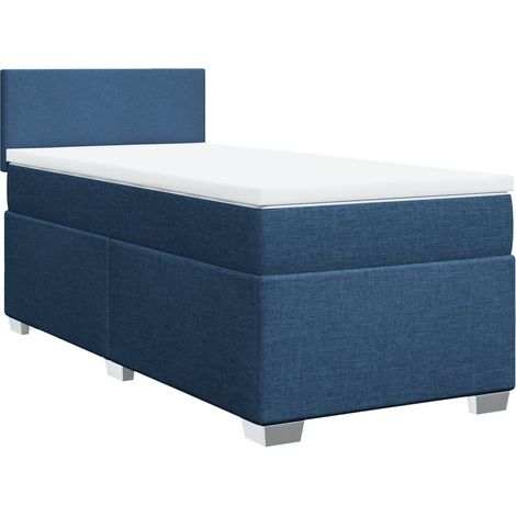 Lit simple  Lit adulte  Sommier à lattes de lit avec matelas Bleu 100x200 cm Tissu