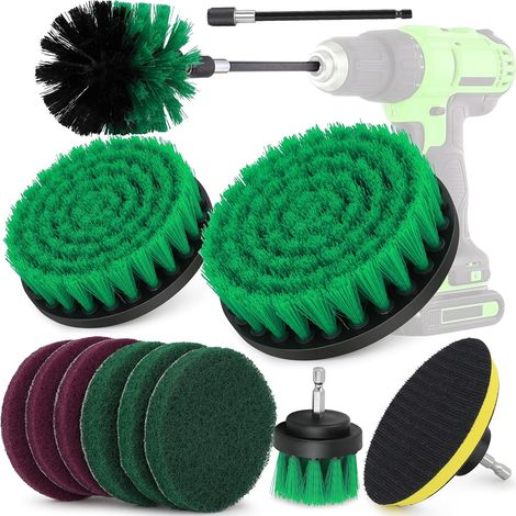 Brosse Perceuse, 12PCS Brosse Rotative Nettoyage Electrique Voiture, Brosse Joint Carrelage Brosse pour Visseuse (1/5)