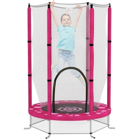 4.6ft Toddler Trampoline with Safety Net for Indoor and Outdoor Fun, Perfect for Ages 3-6, Pink Color